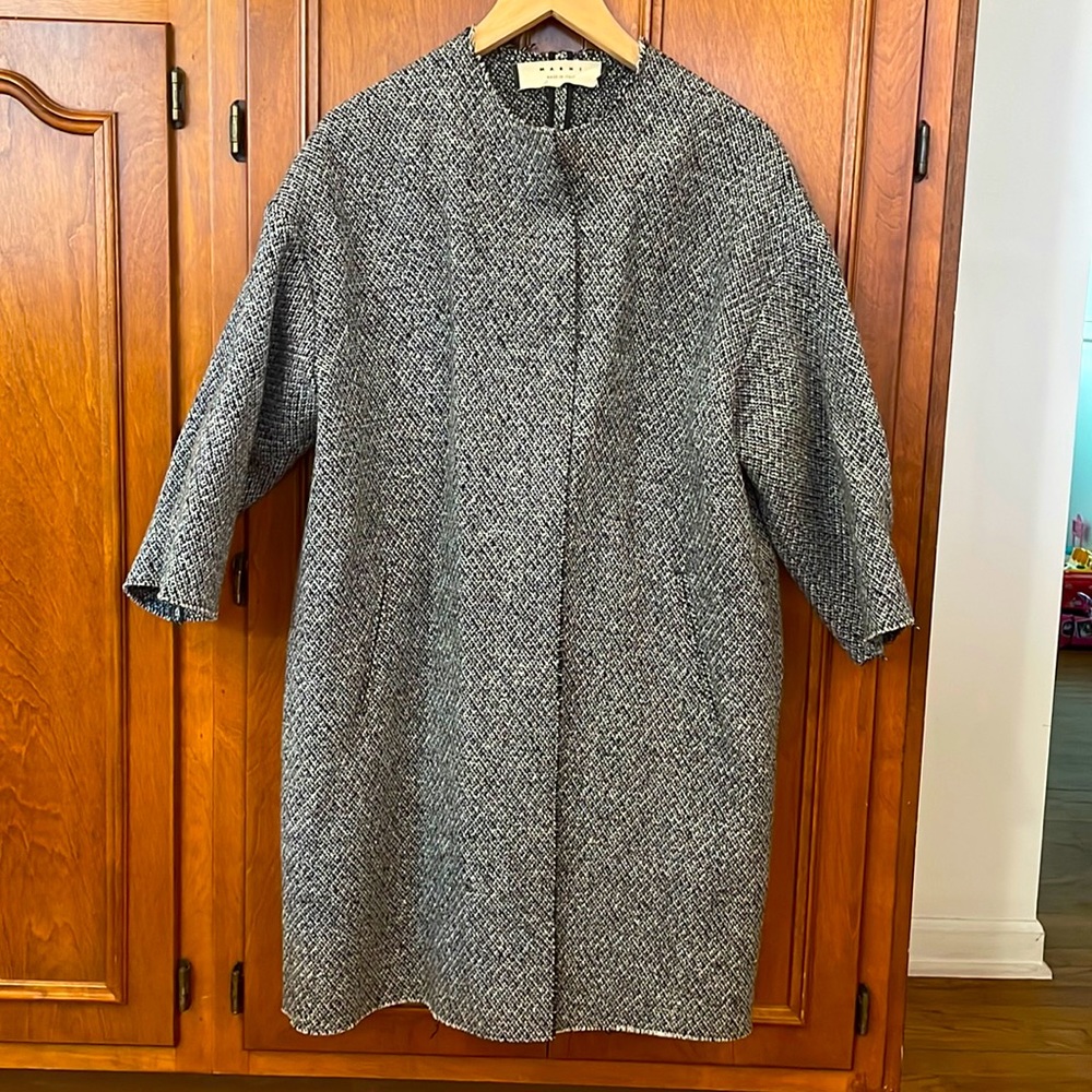 Marni womens size 40 Approximately size 4-6) Black and White Wool Coat